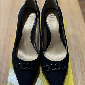 Joan & David Black Heels with Glossy Accents
